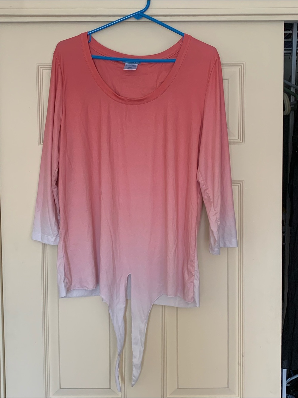 Wake & Wear by Ink+Ivy Womens XL Ombre Dip Dye Tie Front Long Sleeve Top Coral